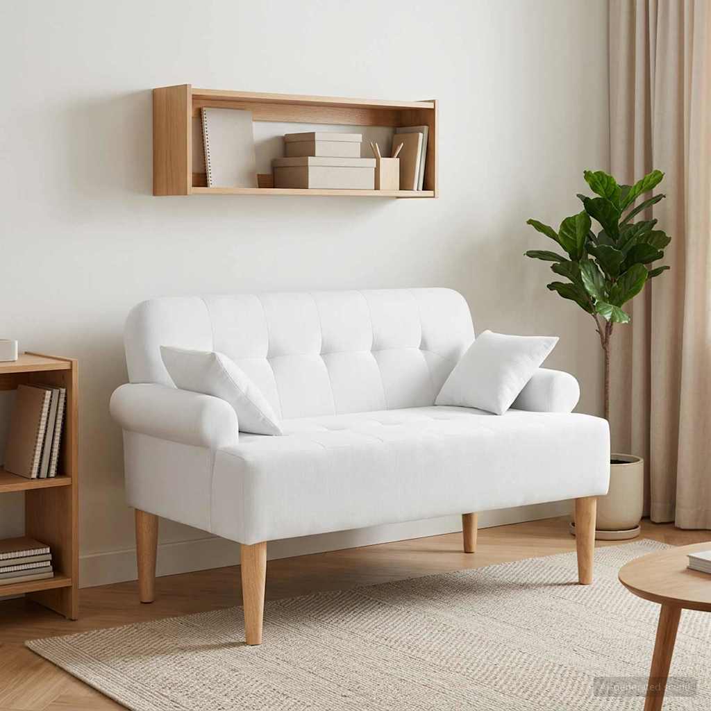 Loungebank met knopencomfort Wit 120 x 65 x 79 cm Stof