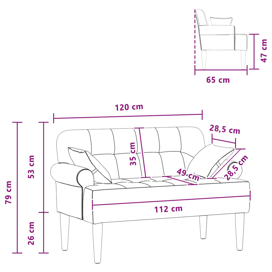 Loungebank met knopencomfort Roze 120 x 65 x 79 cm Stof