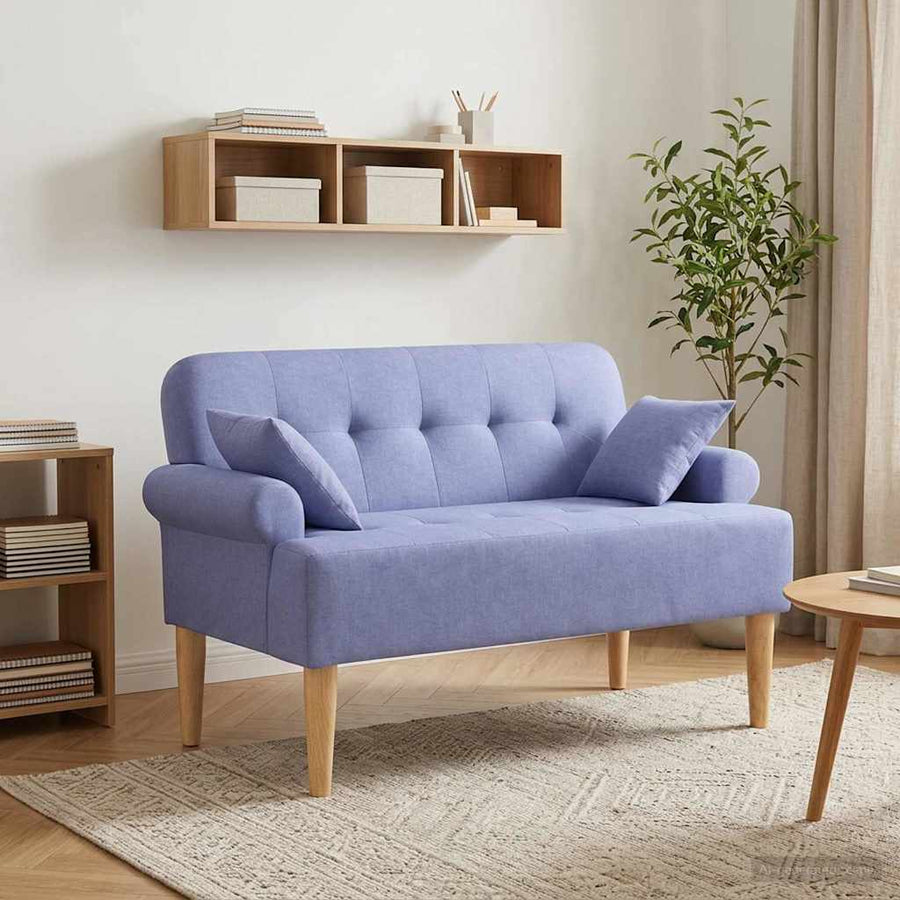 Loungebank met knopencomfort Jeans Blauw 120 x 65 x 79 cm Stof