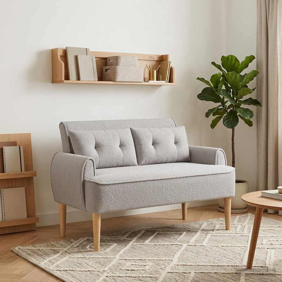 Loungebank met knopencomfort Lichtgrijs 117 x 67 x 77 cm Bouclé
