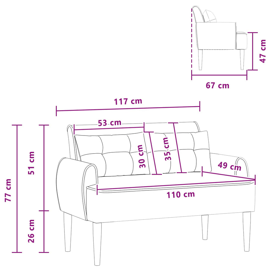 Loungebank met knopencomfort Lichtgrijs 117 x 67 x 77 cm Bouclé