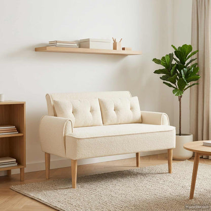 Loungebank met knopencomfort Crèmekleurig 117 x 67 x 77 cm