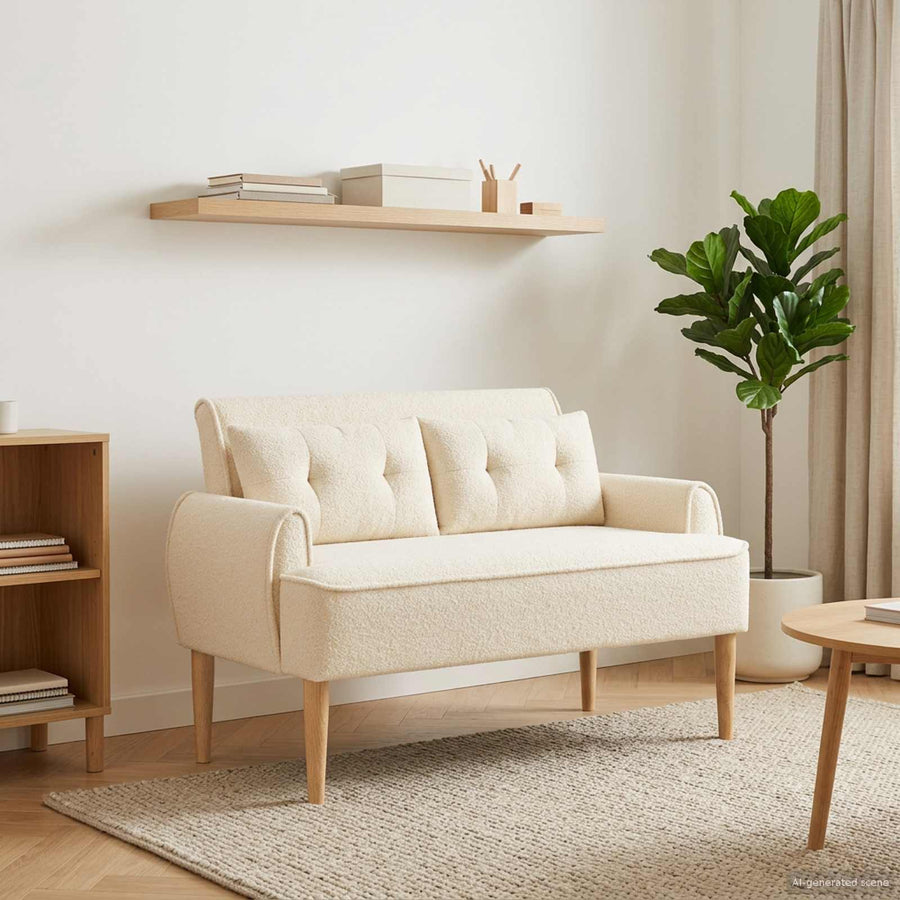 Loungebank met knopencomfort Crèmekleurig 117 x 67 x 77 cm