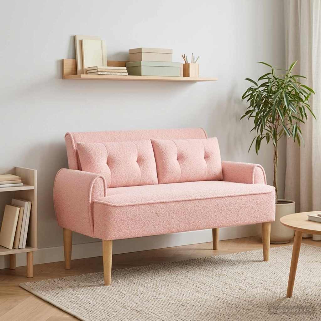 Loungebank met knopencomfort Roze 117 x 67 x 77 cm Bouclé