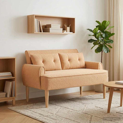 Loungebank met knopencomfort Beige 117 x 67 x 77 cm Bouclé