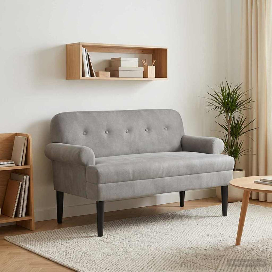 Loungebank met knopencomfort Lichtgrijs 120 x 66 x 78 cm