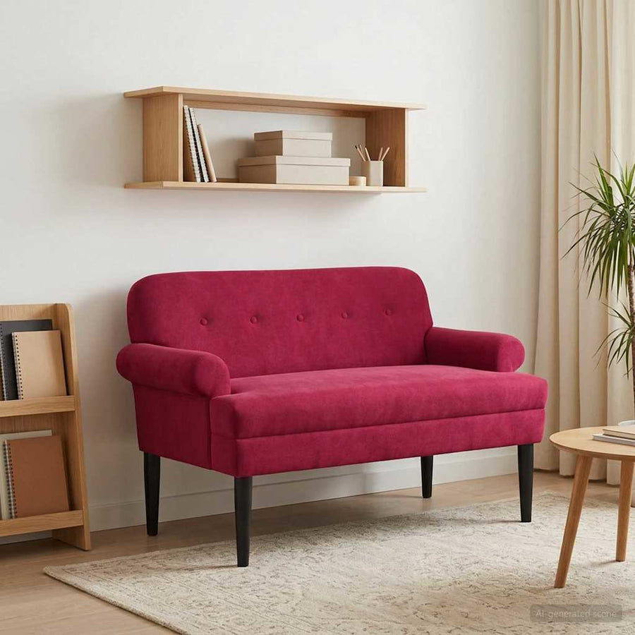 Loungebank met knopencomfort Wijnrood 120 x 66 x 78 cm fluweel