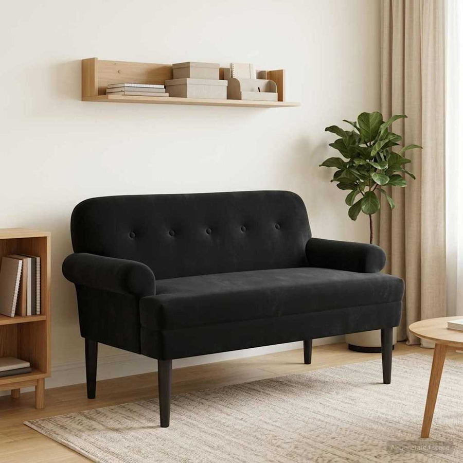 Loungebank met knopencomfort Zwart 120 x 66 x 78 cm fluweel