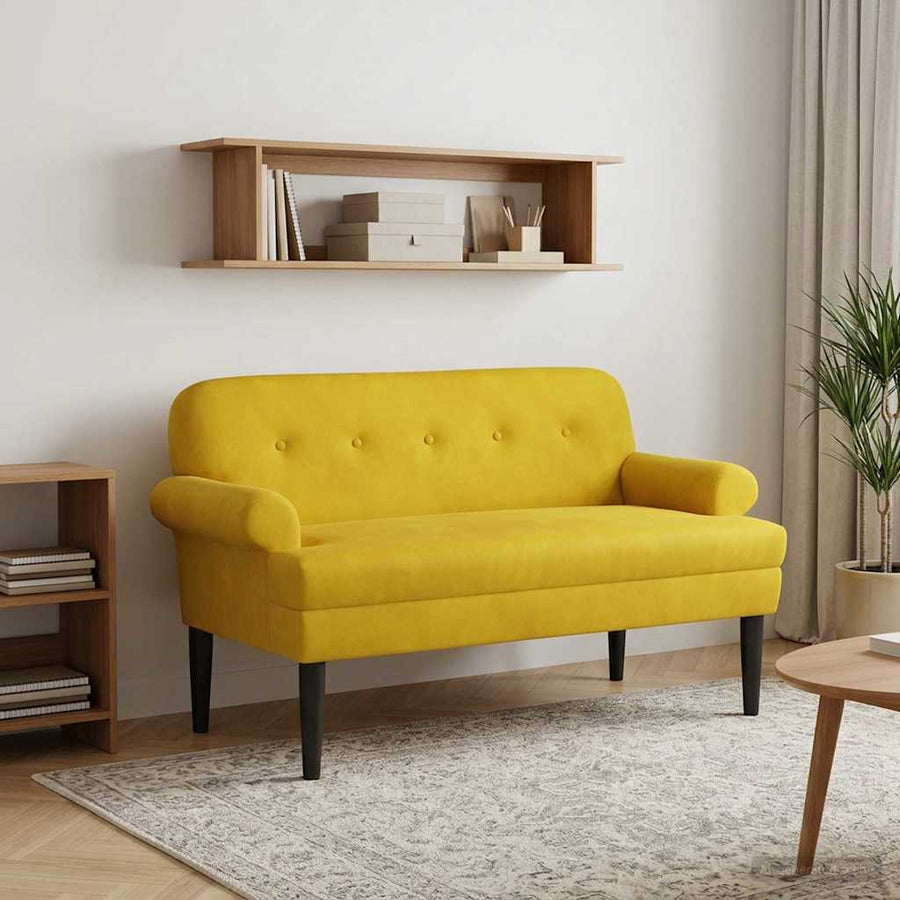 Loungebank met knopencomfort Geel 120 x 66 x 78 cm fluweel