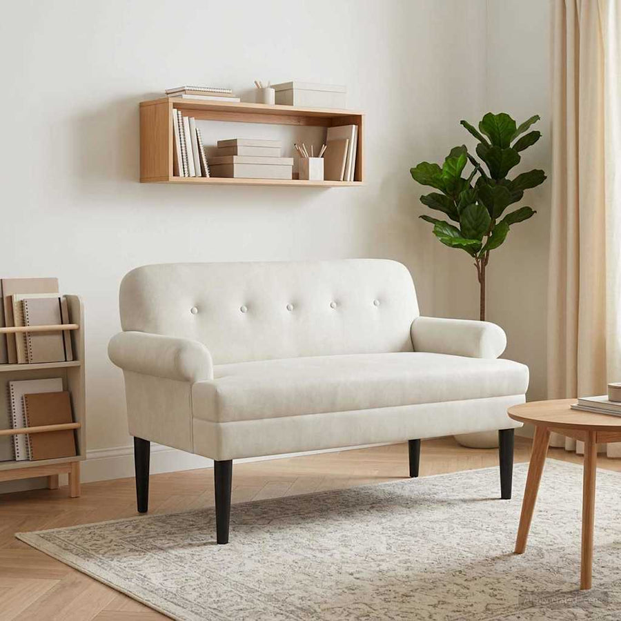 Loungebank met knopencomfort Crèmekleurig 120 x 66 x 78 cm