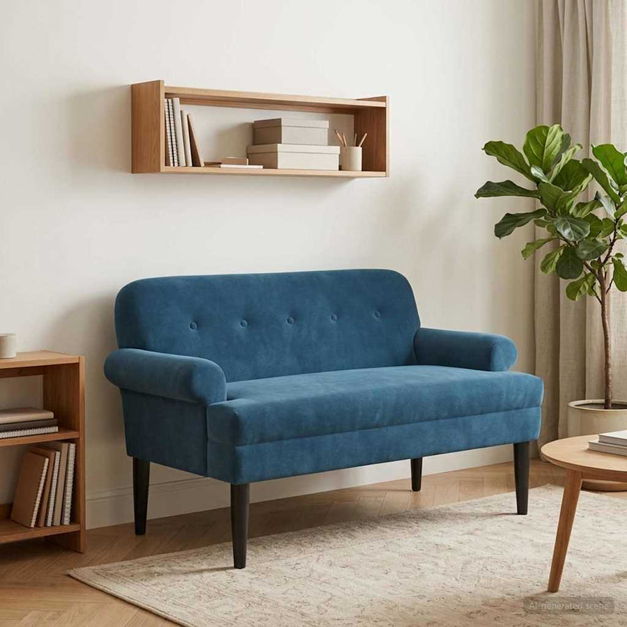 Loungebank met knopencomfort Blauw 120 x 66 x 78 cm fluweel