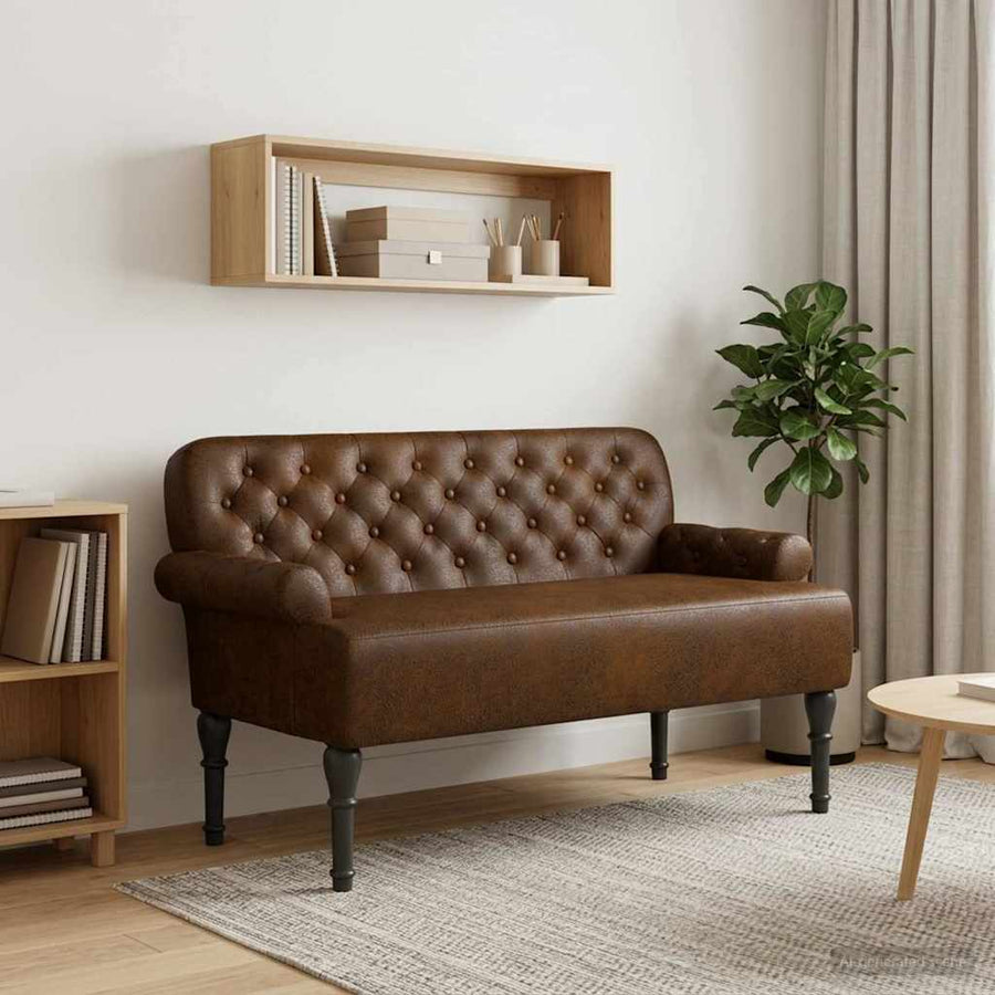 Loungebank met knopencomfort Bruin 120 x 65 x 78 cm