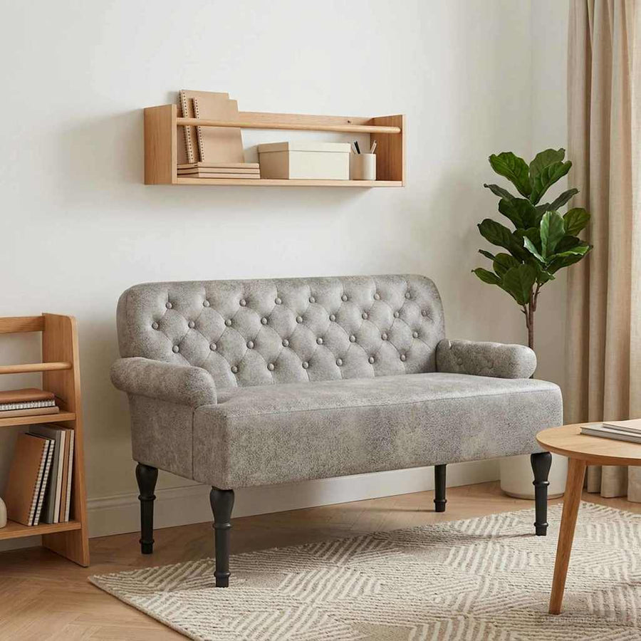 Loungebank met knopencomfort Lichtgrijs 120 x 65 x 78 cm