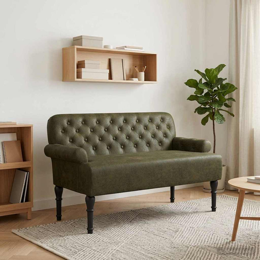 Loungebank met knopencomfort Legergroen 120 x 65 x 78 cm