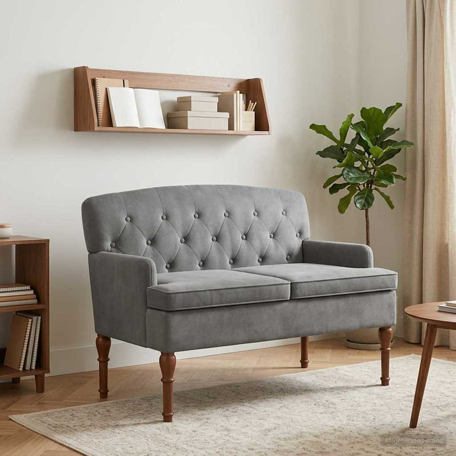 Loungebank met knoopdetails Donkergrijs 111 x 65 x 79 cm fluweel