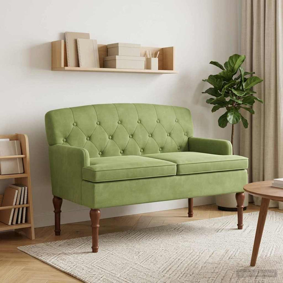 Loungebank met knopencomfort Lichtgroen 111 x 65 x 79 cm