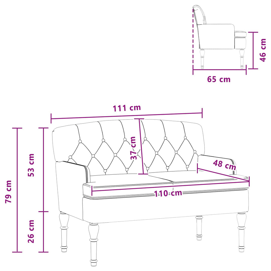 Loungebank met knopencomfort Lichtgroen 111 x 65 x 79 cm