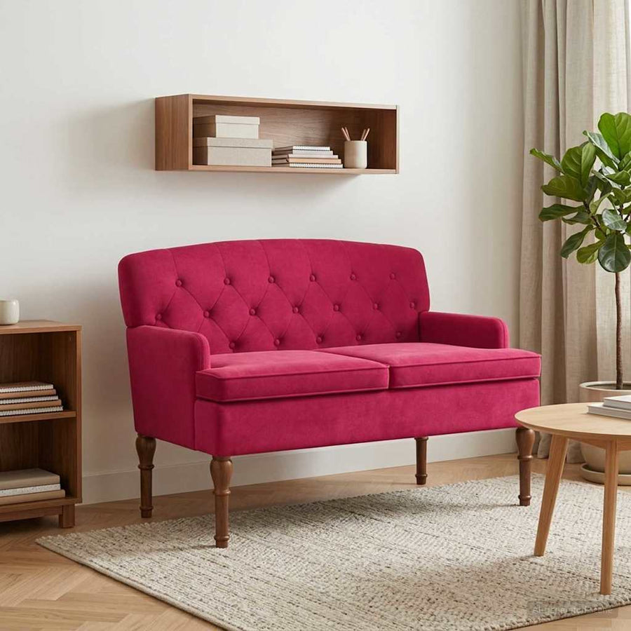 Loungebank met knopencomfort Wijnrood 111 x 65 x 79 cm Fluweel
