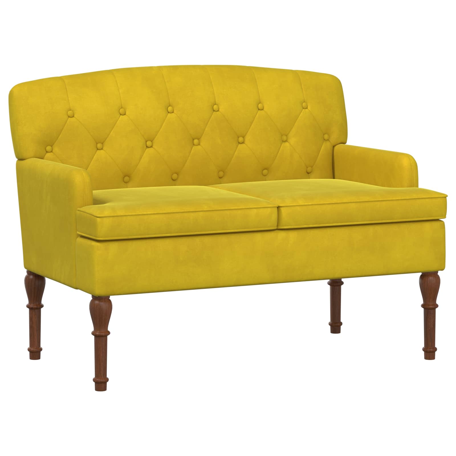 Loungebank met knopencomfort Lichtgeel 111 x 65 x 79 cm Fluweel