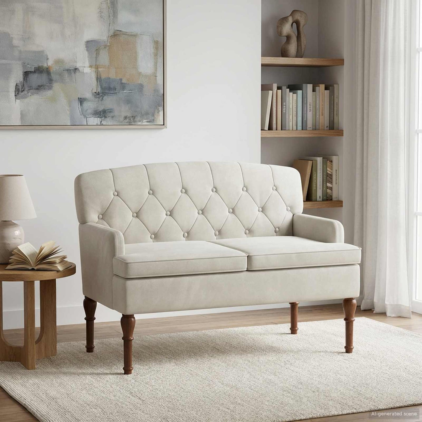 Loungebank met knopencomfort Crèmekleurig 111 x 65 x 79 cm