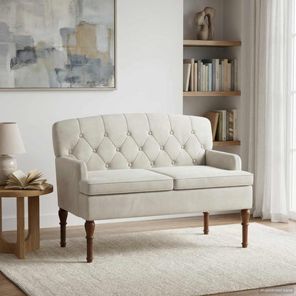 Loungebank met knopencomfort Crèmekleurig 111 x 65 x 79 cm