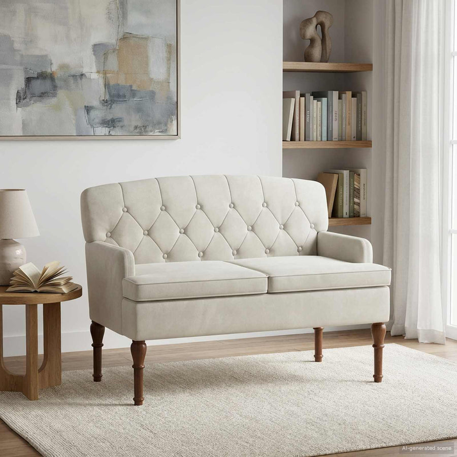 Loungebank met knopencomfort Crèmekleurig 111 x 65 x 79 cm