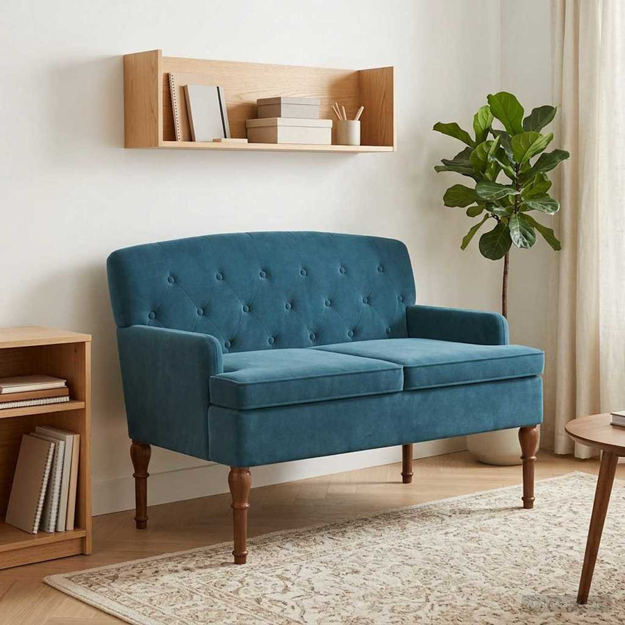Loungebank met knopencomfort Blauw 111 x 65 x 79 cm Fluweel