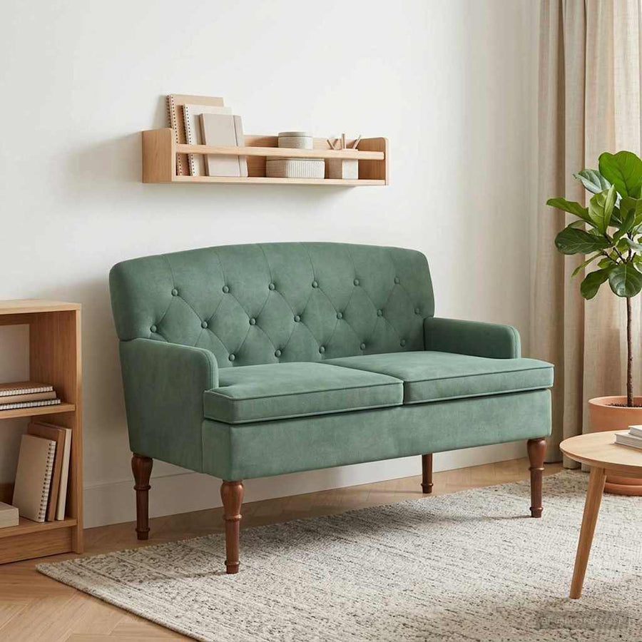 Loungebank met knopencomfort Zeegroen 111 x 65 x 79 cm Fluweel