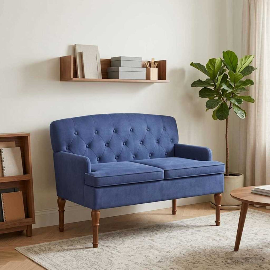 Loungebank met knopencomfort Politieblauw 111 x 65 x 79 cm
