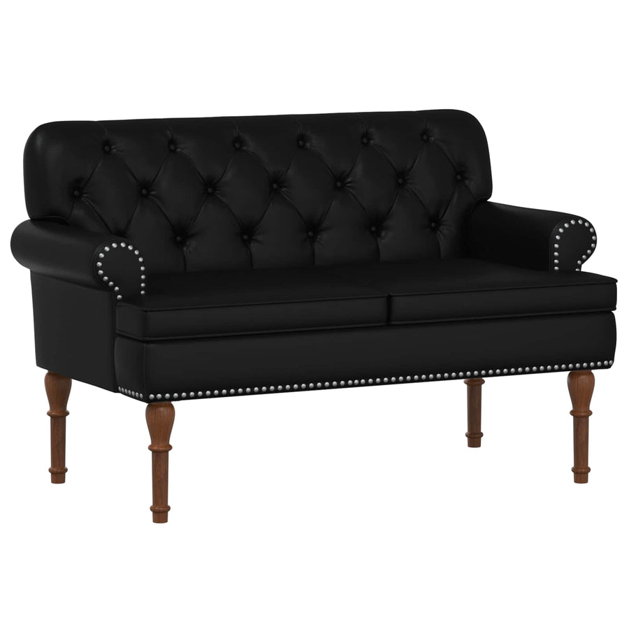 Loungebank met knopencomfort Zwart 120 x 65 x 77 cm Kunstleer
