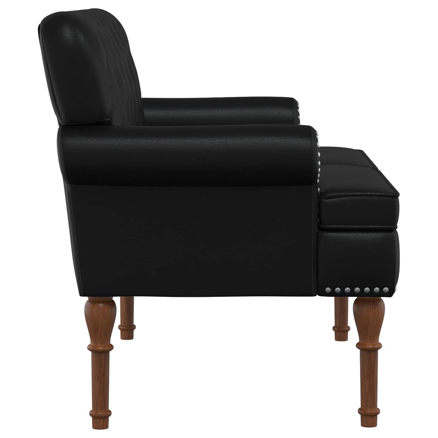 Loungebank met knopencomfort Zwart 120 x 65 x 77 cm Kunstleer