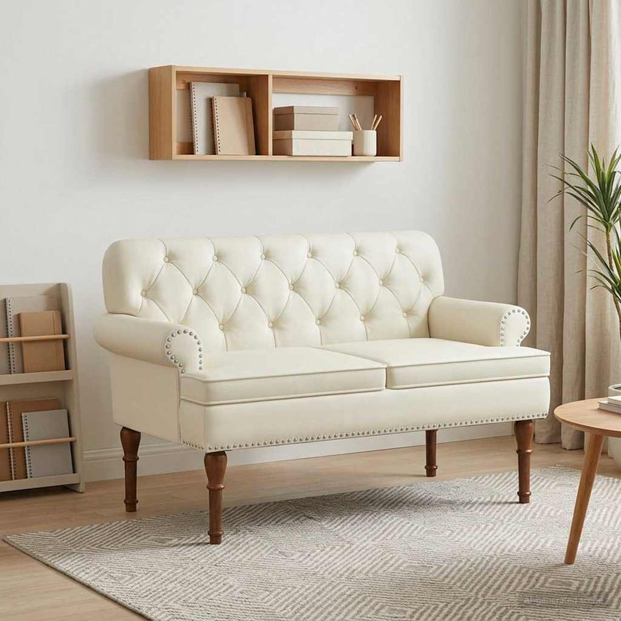 Loungebank met knopencomfort Crèmekleurig 120 x 65 x 77 cm