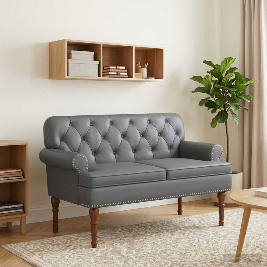 Loungebank met knopencomfort Grijs 120 x 65 x 77 cm Kunstleer