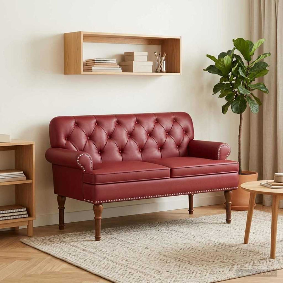 Loungebank met knopencomfort Wijnrood 120 x 65 x 77 cm