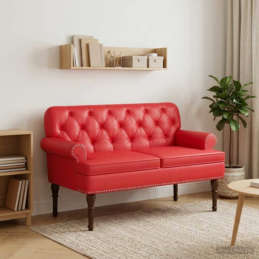Loungebank met knopencomfort Rood 120 x 65 x 77 cm Kunstleer