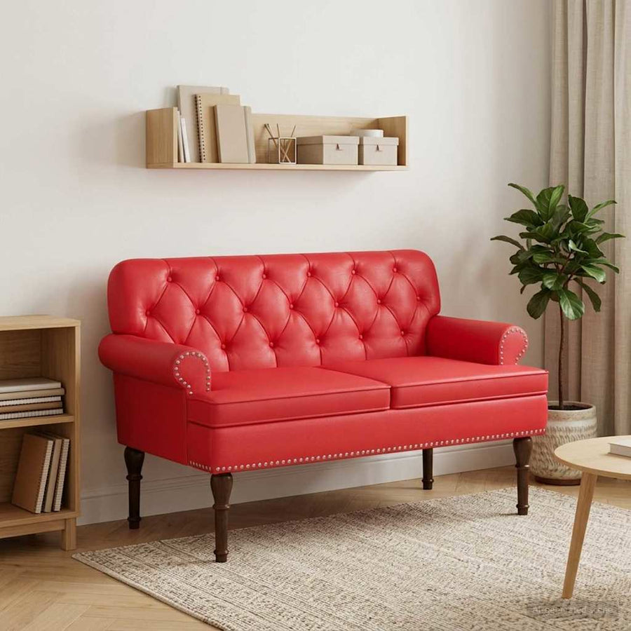 Loungebank met knopencomfort Rood 120 x 65 x 77 cm Kunstleer
