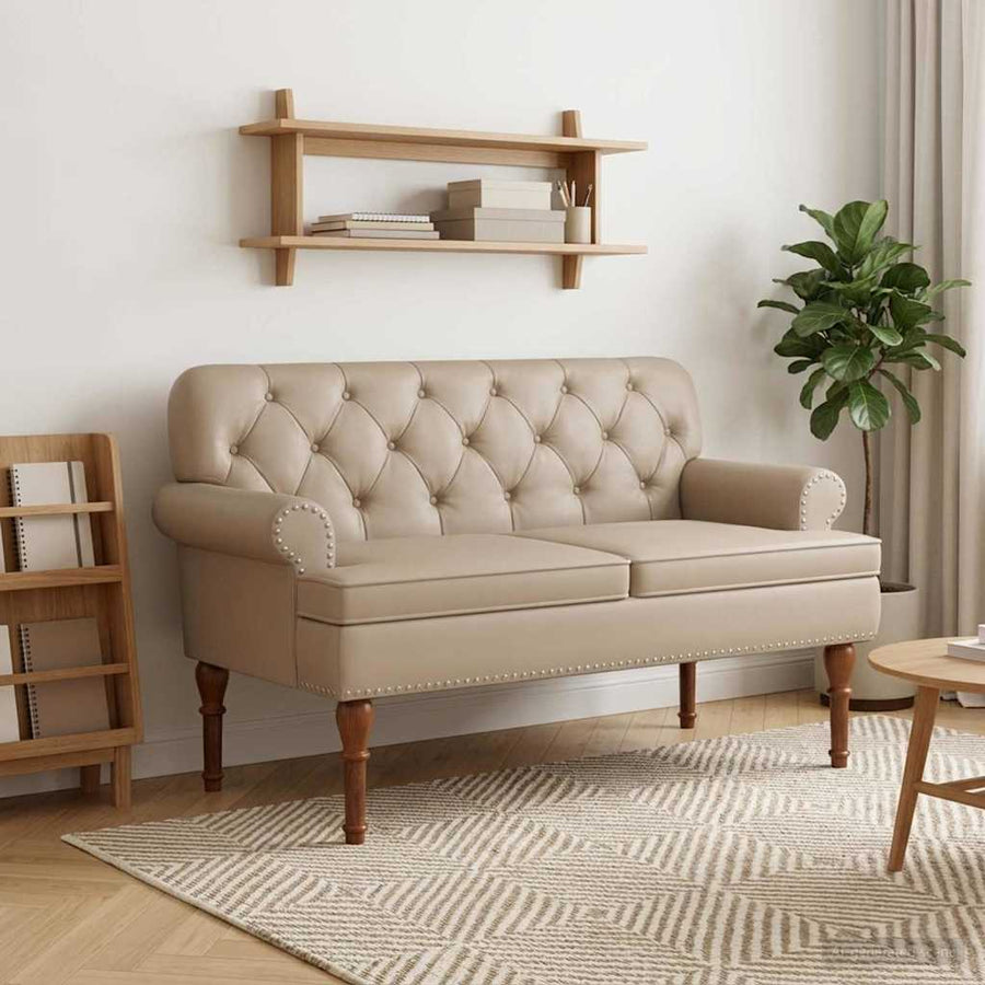 Loungebank met knopencomfort Cappuccino 120 x 65 x 77 cm
