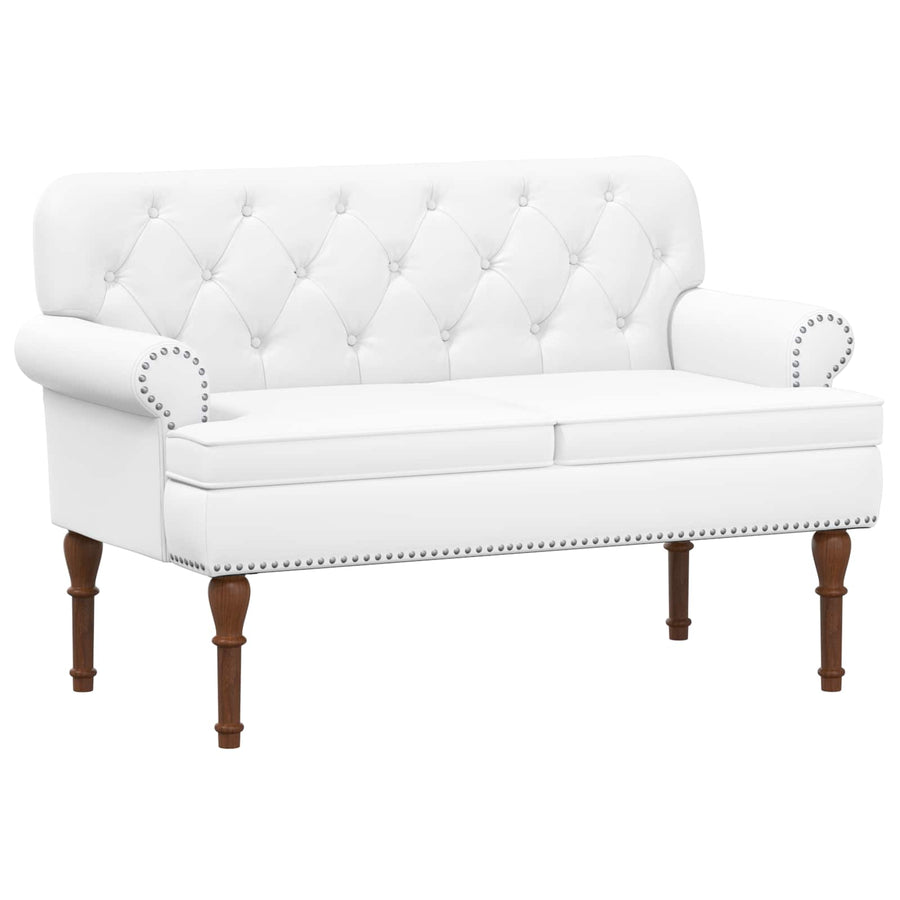 Loungebank met knopencomfort Wit 120 x 65 x 77 cm Kunstleer