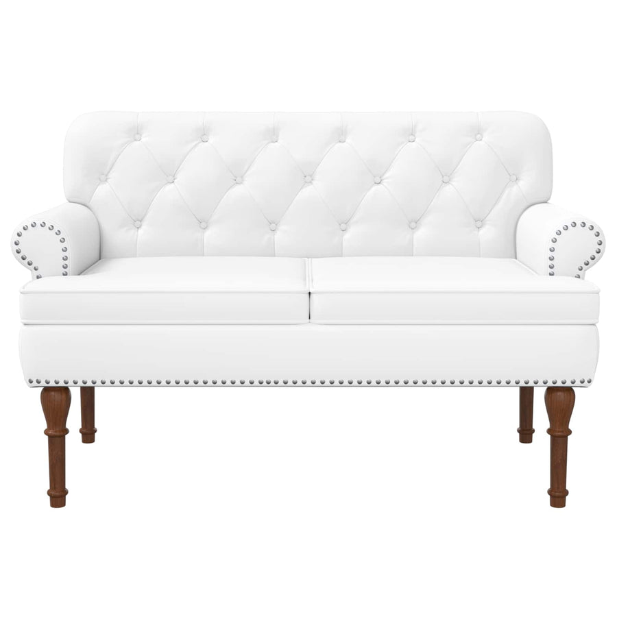 Loungebank met knopencomfort Wit 120 x 65 x 77 cm Kunstleer