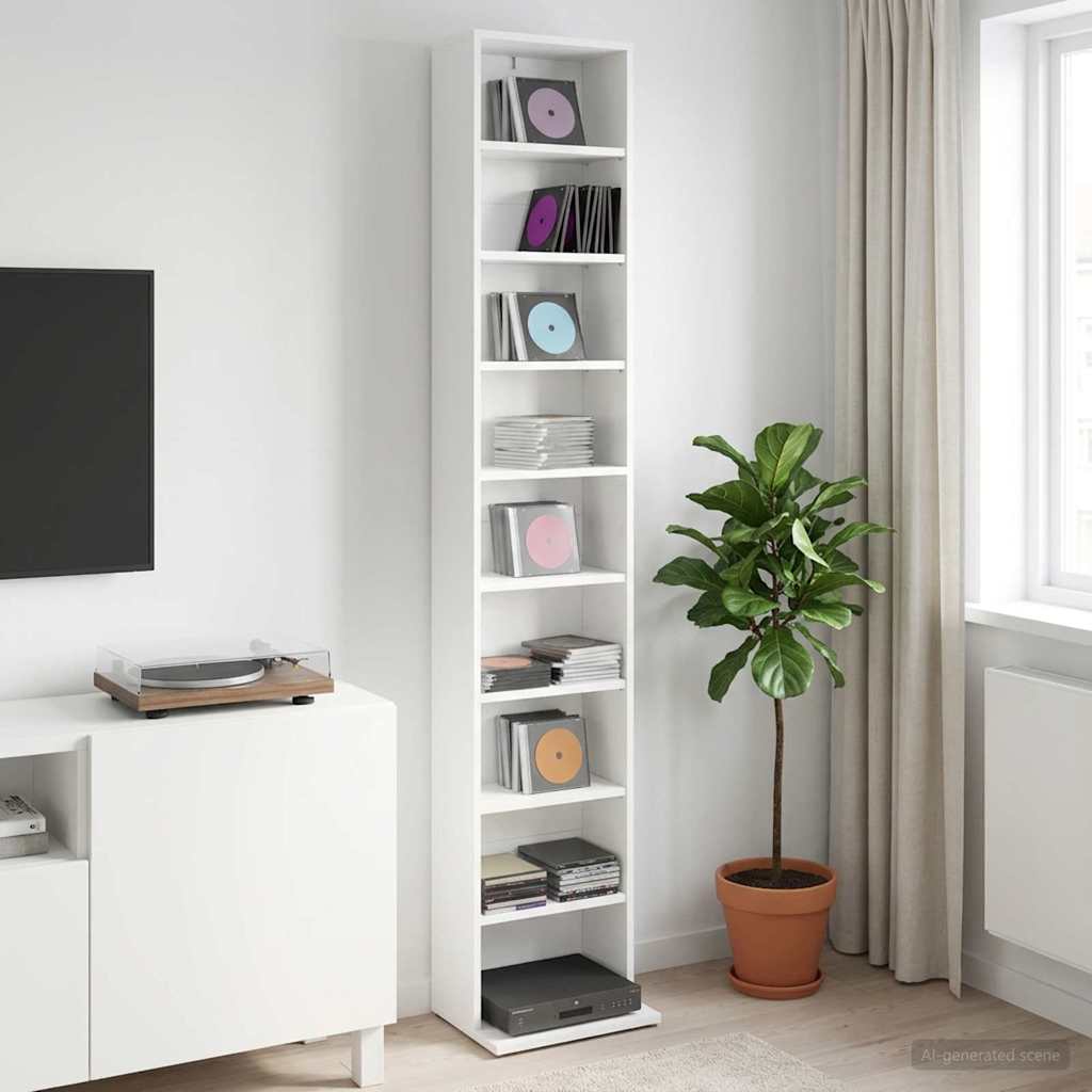 CD Kast Wit 33 x 23,5 x 175 cm Bewerkt hout