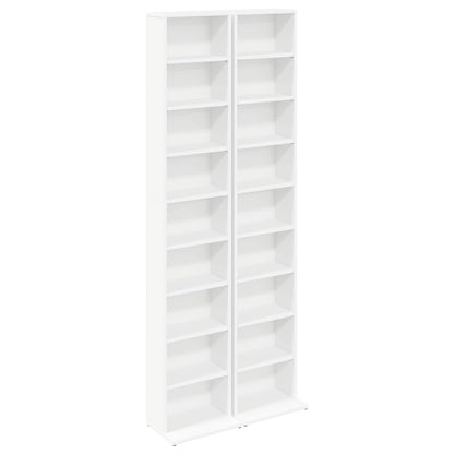 CD Kast 2 st Wit 33 x 23,5 x 175 cm Bewerkt hout