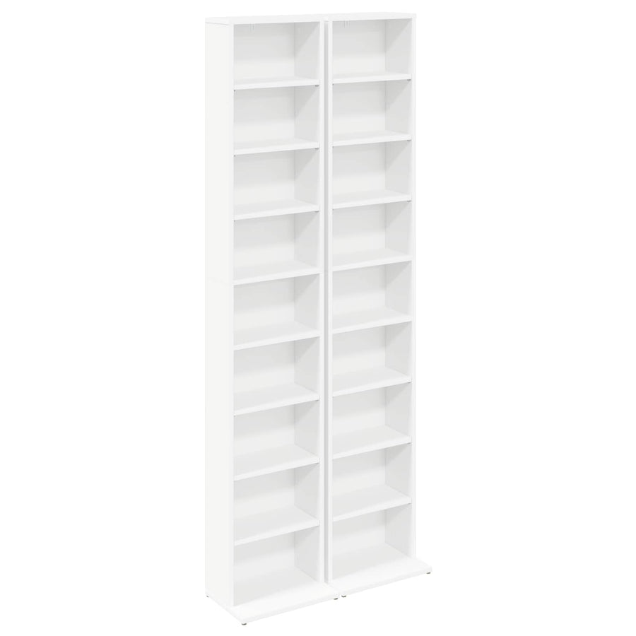 CD Kast 2 st Wit 33 x 23,5 x 175 cm Bewerkt hout