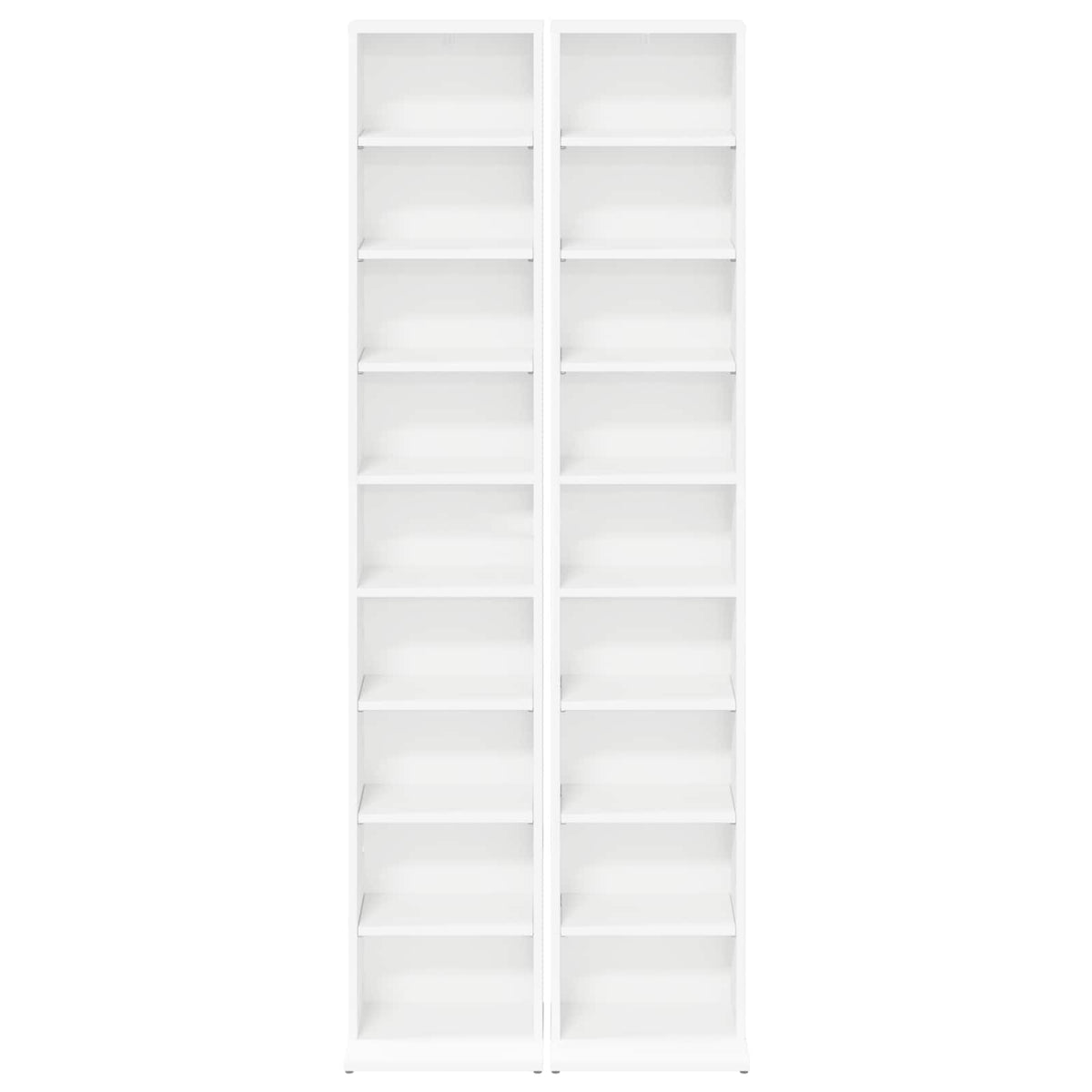 CD Kast 2 st Wit 33 x 23,5 x 175 cm Bewerkt hout
