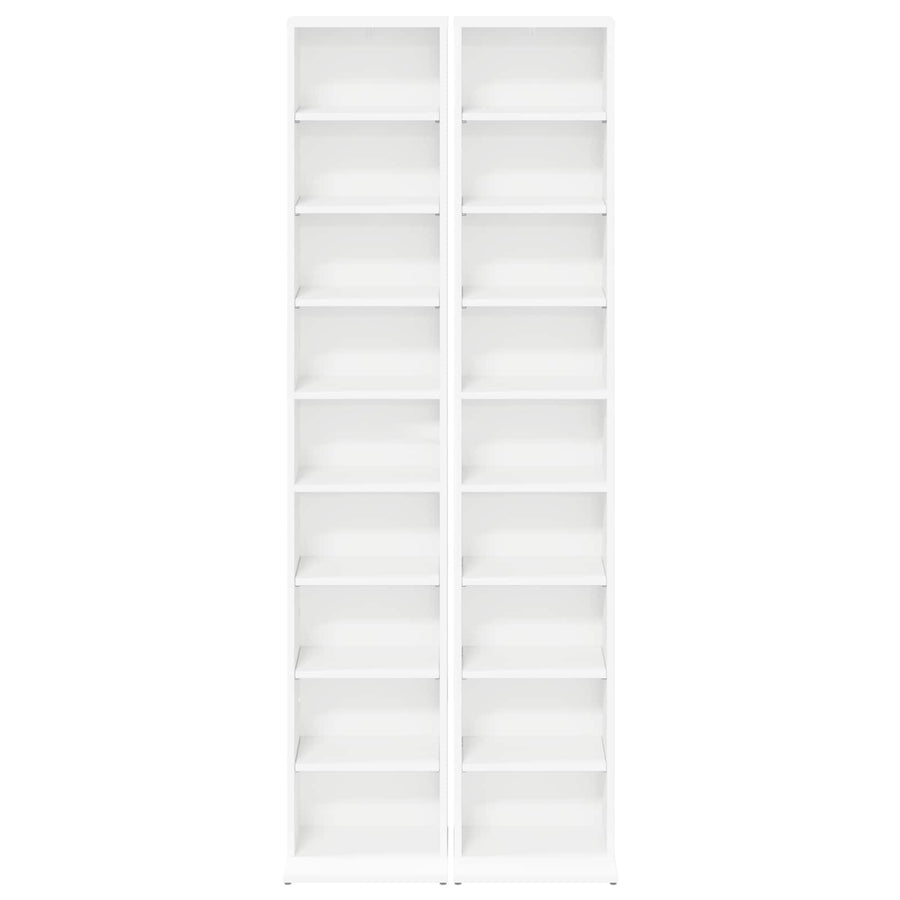 CD Kast 2 st Wit 33 x 23,5 x 175 cm Bewerkt hout