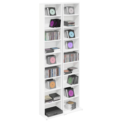 CD Kast 2 st Wit 33 x 23,5 x 175 cm Bewerkt hout
