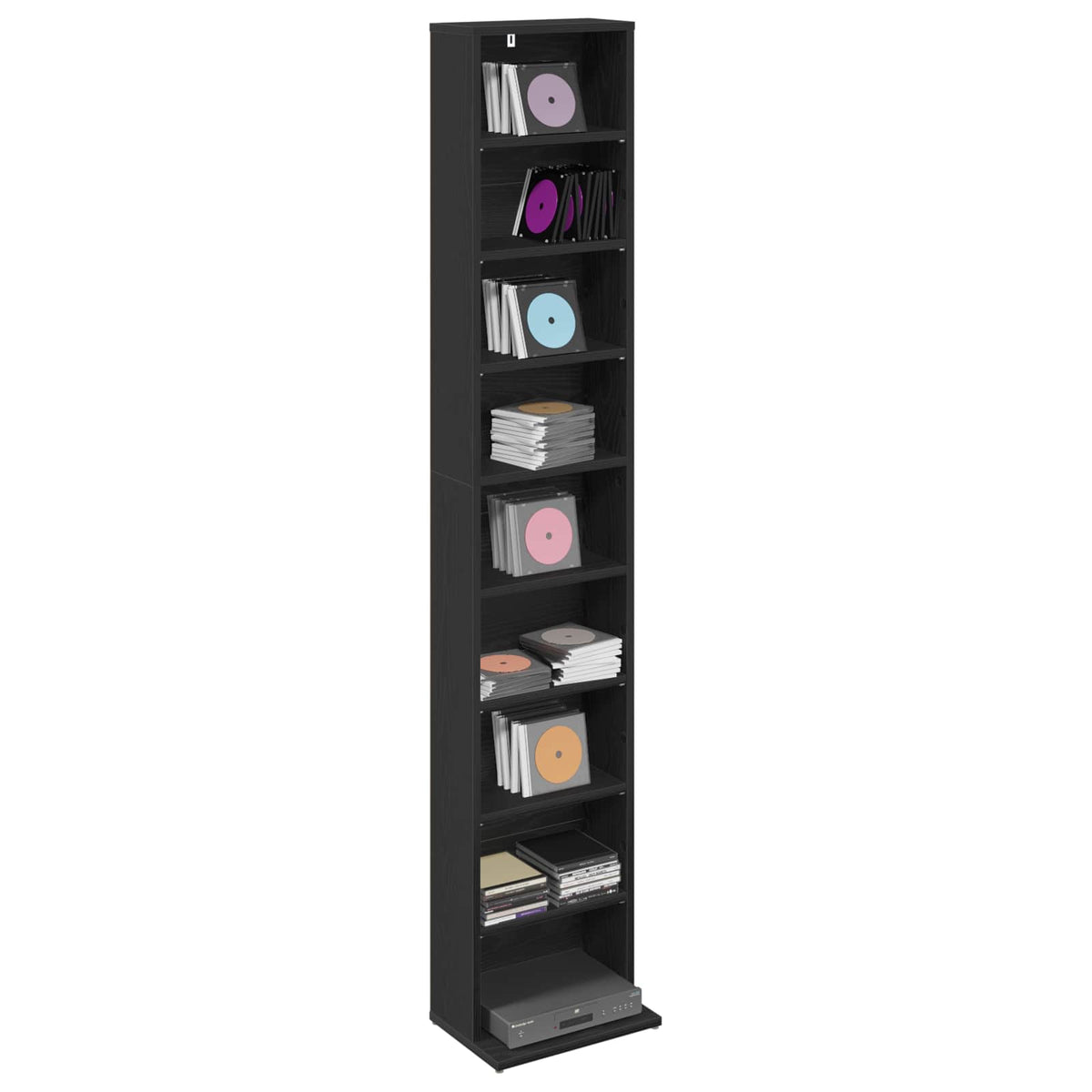 CD Kast Zwart eiken 33 x 23,5 x 175 cm Bewerkt hout