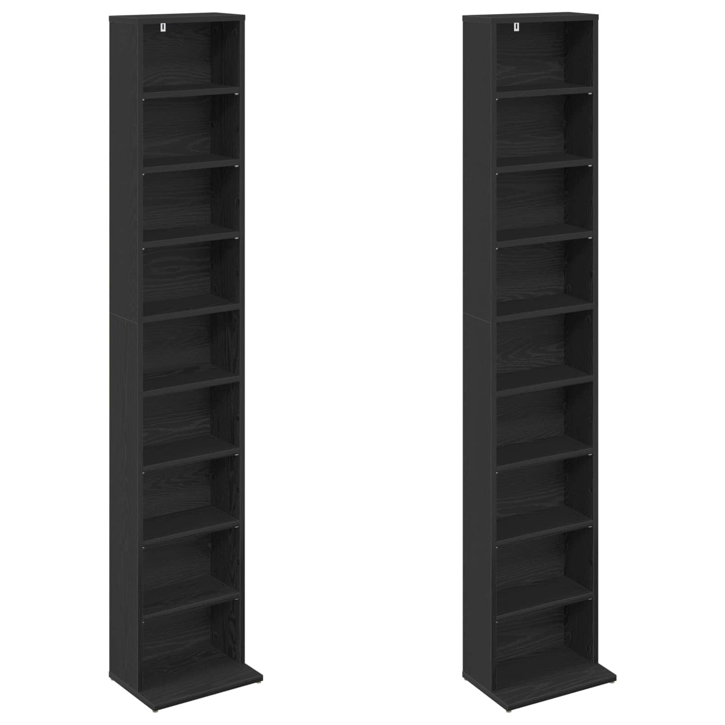 CD Kast 2 st Zwart eiken 33 x 23,5 x 175 cm Bewerkt hout