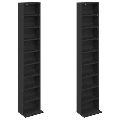 CD Kast 2 st Zwart eiken 33 x 23,5 x 175 cm Bewerkt hout