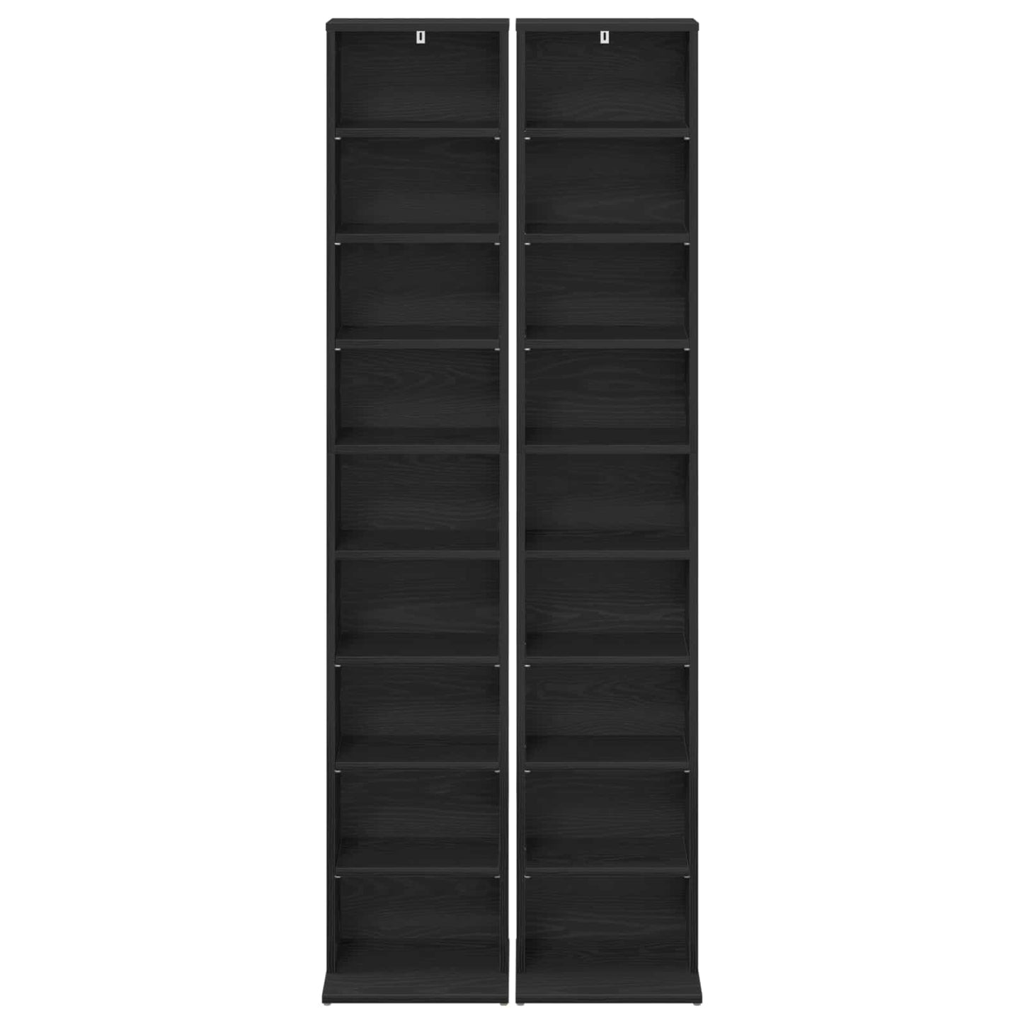 CD Kast 2 st Zwart eiken 33 x 23,5 x 175 cm Bewerkt hout