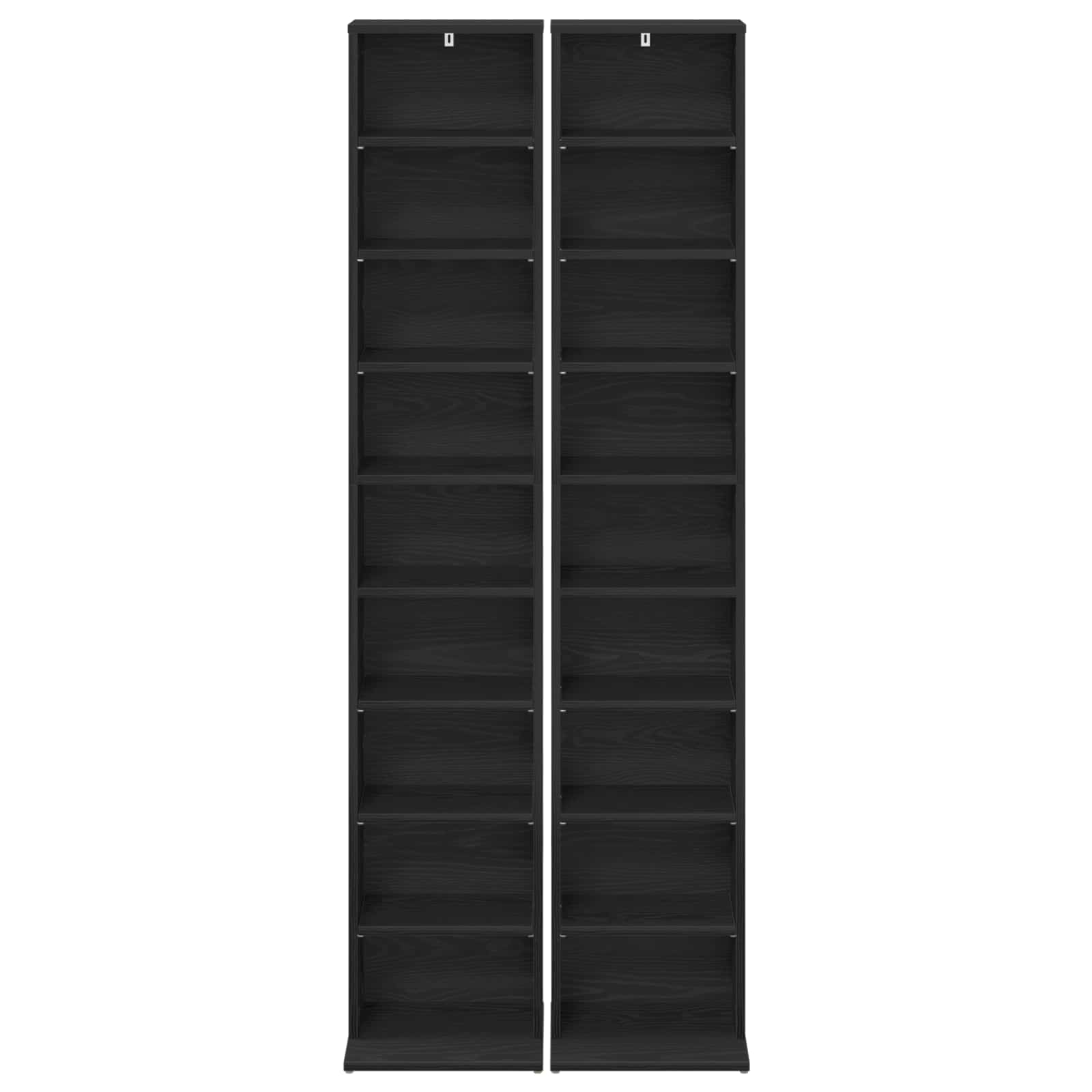 CD Kast 2 st Zwart eiken 33 x 23,5 x 175 cm Bewerkt hout